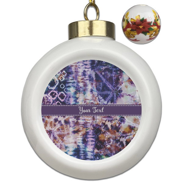 Custom Tie Dye Ceramic Ball Ornaments - Poinsettia Garland (Personalized)