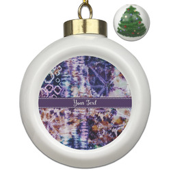 Tie Dye Ceramic Ball Ornament - Christmas Tree (Personalized)