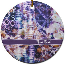 Tie Dye Round Ceramic Ornament w/ Name or Text