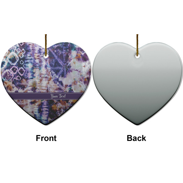 Tie Dye Ceramic Flat Ornament - Heart Front & Back (APPROVAL)