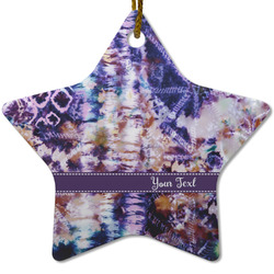 Tie Dye Star Ceramic Ornament w/ Name or Text