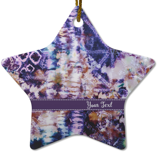 Custom Tie Dye Star Ceramic Ornament w/ Name or Text