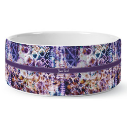 Tie Dye Ceramic Dog Bowl - Medium (Personalized)