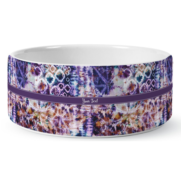 Custom Tie Dye Ceramic Dog Bowl - Large (Personalized)