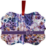 Tie Dye Metal Frame Ornament - Double Sided w/ Name or Text