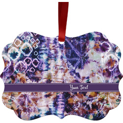Tie Dye Metal Frame Ornament - Double Sided w/ Name or Text