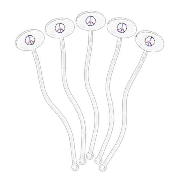 Tie Dye Clear Plastic 7" Stir Stick - Oval - Fan