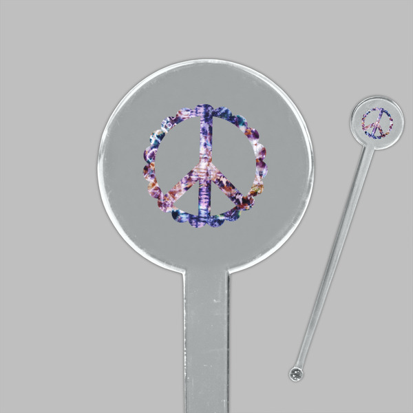 Tie Dye Clear Plastic 7" Stir Stick - Round - Closeup