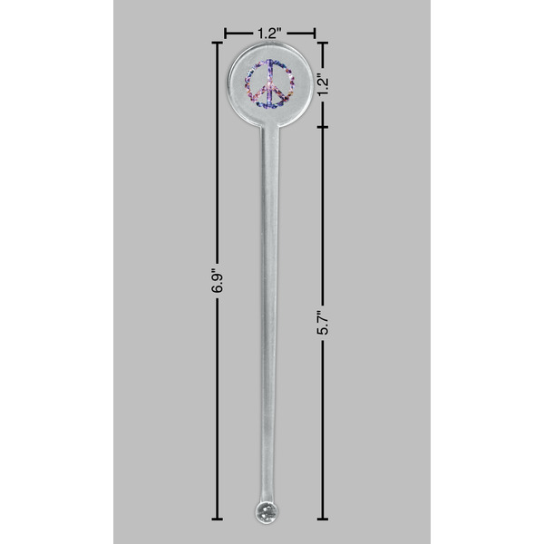 Tie Dye Clear Plastic 7" Stir Stick - Round - Dimensions