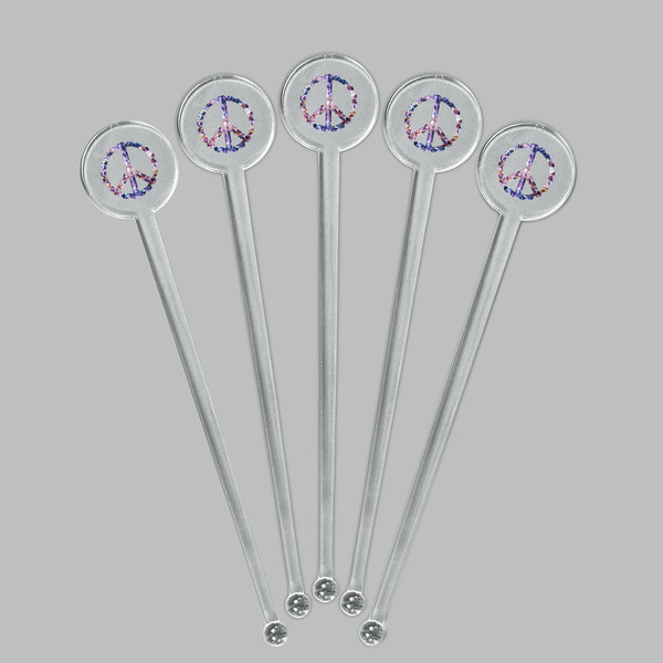 Tie Dye Clear Plastic 7" Stir Stick - Round - Fan View