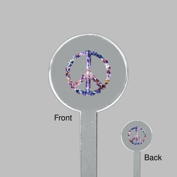 Tie Dye Clear Plastic 7" Stir Stick - Round - Front & Back