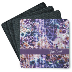 Tie Dye Square Rubber Backed Coasters - Set of 4 (Personalized)