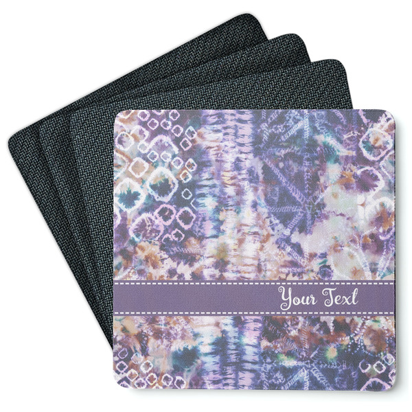 Custom Tie Dye Square Rubber Backed Coasters - Set of 4 (Personalized)
