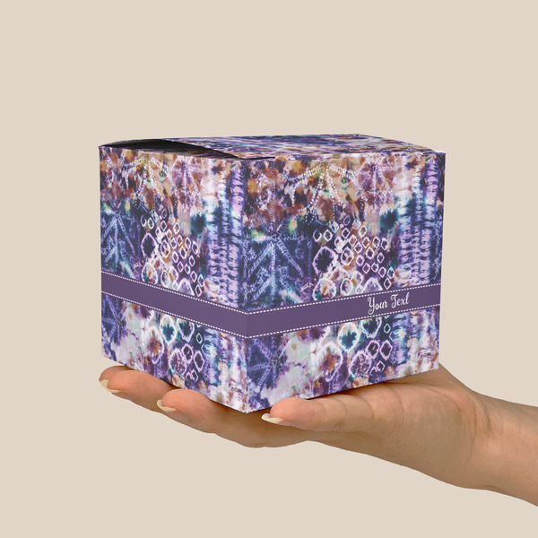 Tie Dye Cube Favor Gift Box - On Hand - Scale View