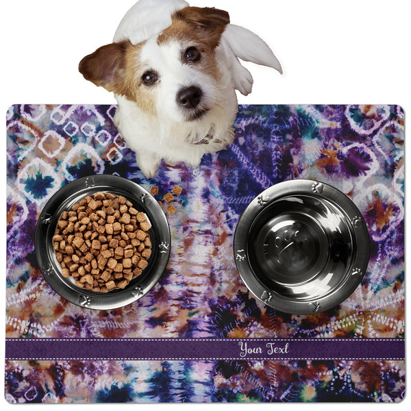 Custom Tie Dye Dog Food Mat - Medium w/ Name or Text