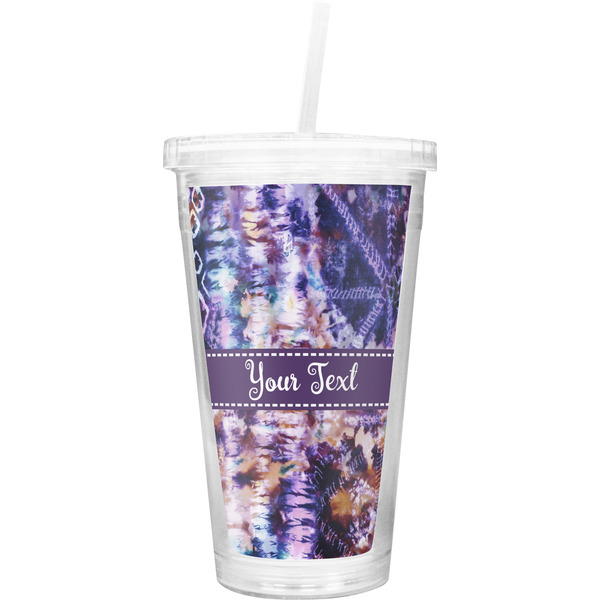 Custom Tie Dye Double Wall Tumbler with Straw (Personalized)
