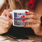 Tie Dye Espresso Cup - 6oz (Double Shot) LIFESTYLE (Woman hands cropped)