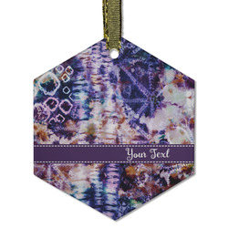 Tie Dye Flat Glass Ornament - Hexagon w/ Name or Text