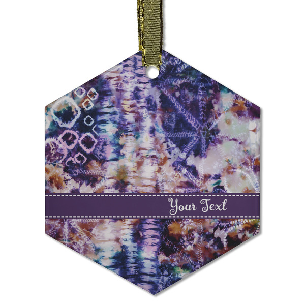 Custom Tie Dye Flat Glass Ornament - Hexagon w/ Name or Text