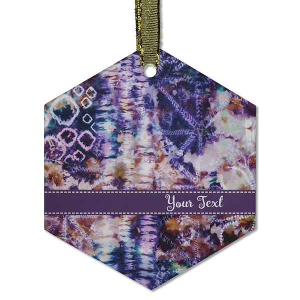 Tie Dye Frosted Glass Ornament - Hexagon