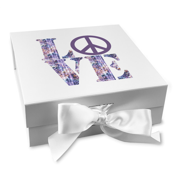 Custom Tie Dye Gift Box with Magnetic Lid - White