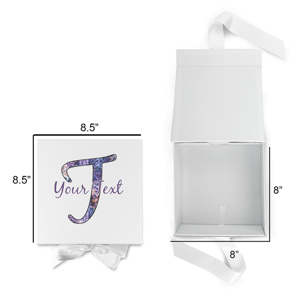 Tie Dye Gift Boxes with Magnetic Lid - White - Open & Closed