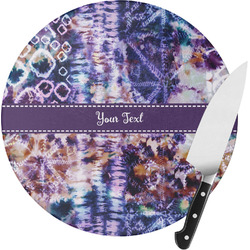 Tie Dye Round Glass Cutting Board (Personalized)