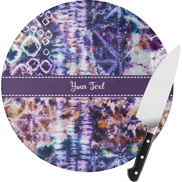 Custom Tie Dye Round Glass Cutting Board (Personalized)