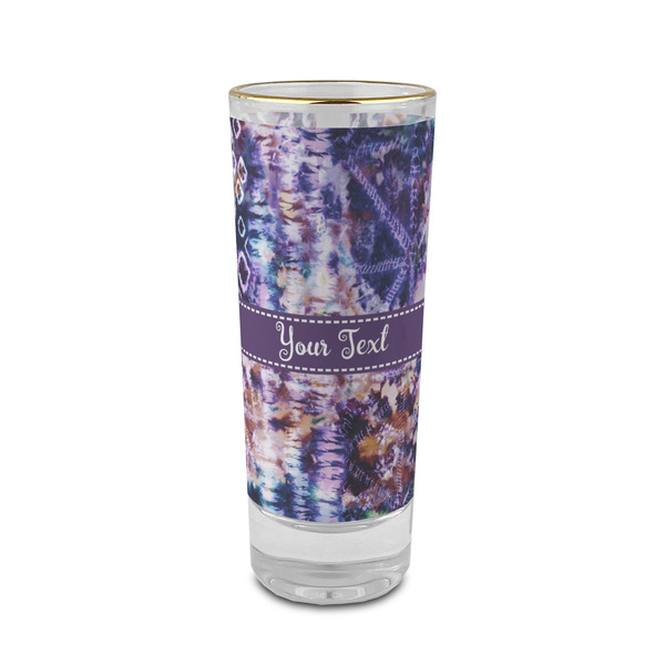 Custom Tie Dye 2 oz Shot Glass - Glass with Gold Rim (Personalized)