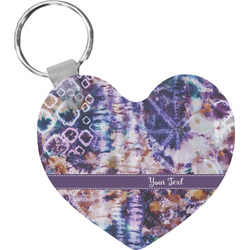 Tie Dye Heart Plastic Keychain w/ Name or Text