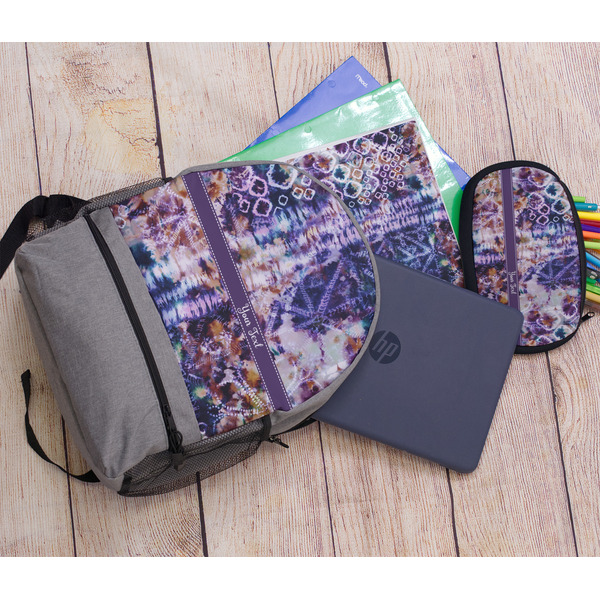 Tie Dye Large Backpack - Gray - With Stuff