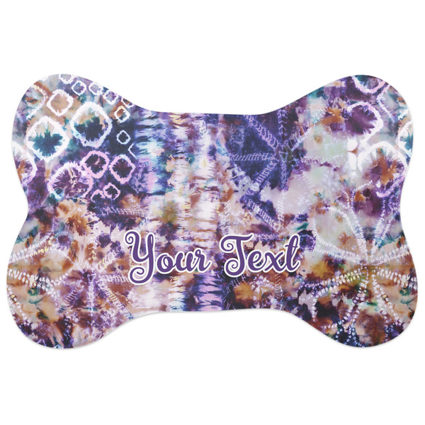 Custom Tie Dye Bone Shaped Dog Food Mat (Large) (Personalized)