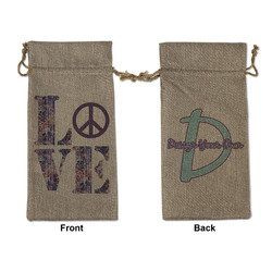 Tie Dye Large Burlap Gift Bag - Front & Back (Personalized)