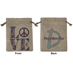 Tie Dye Medium Burlap Gift Bag - Front & Back (Personalized)