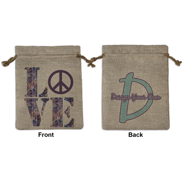 Custom Tie Dye Medium Burlap Gift Bag - Front & Back (Personalized)
