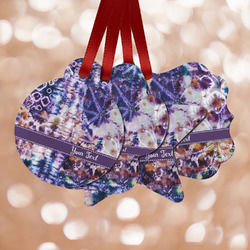 Tie Dye Metal Ornaments - Double Sided w/ Name or Text