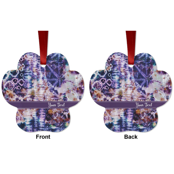 Tie Dye Metal Paw Ornament - Front and Back