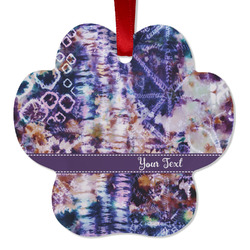 Tie Dye Metal Paw Ornament - Double Sided w/ Name or Text