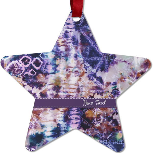 Custom Tie Dye Metal Star Ornament - Double Sided w/ Name or Text