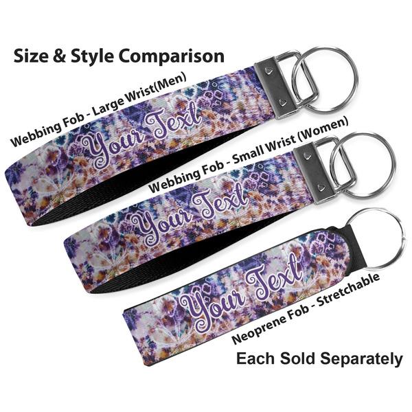 Tie Dye Multiple Key Ring comparison sizes