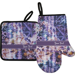 Tie Dye Oven Mitt & Pot Holder Set w/ Name or Text