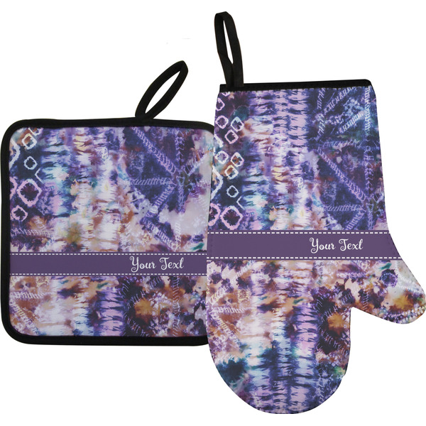 Custom Tie Dye Oven Mitt & Pot Holder Set w/ Name or Text