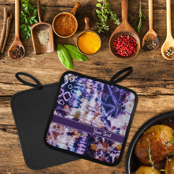 Tie Dye Neoprene Pot Holder - Set of 2  LIFESTYLE (Flatlay)