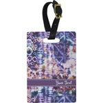 Tie Dye Plastic Luggage Tag - Rectangular w/ Name or Text