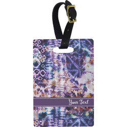 Tie Dye Plastic Luggage Tag - Rectangular w/ Name or Text