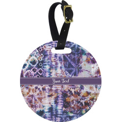 Tie Dye Plastic Luggage Tag - Round (Personalized)