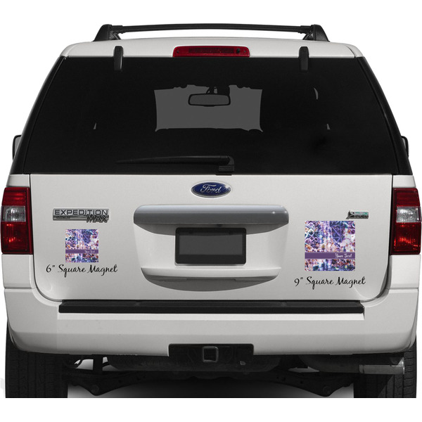 Tie Dye Personalized Square Car Magnets on Ford Explorer