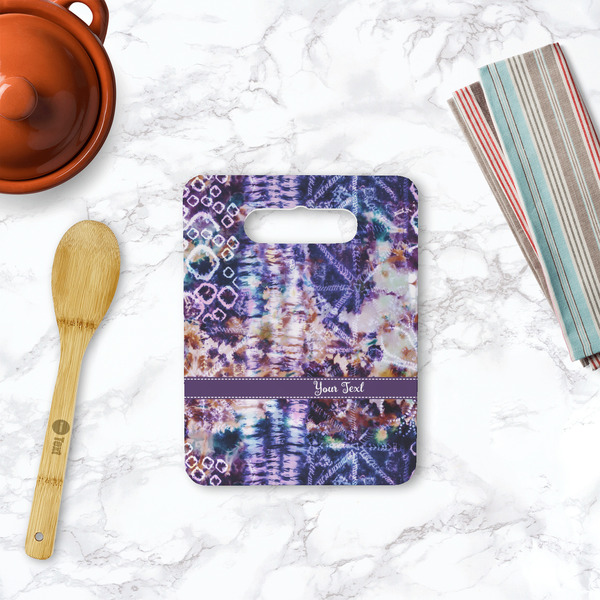 Tie Dye Rectangle Trivet with Handle - LIFESTYLE