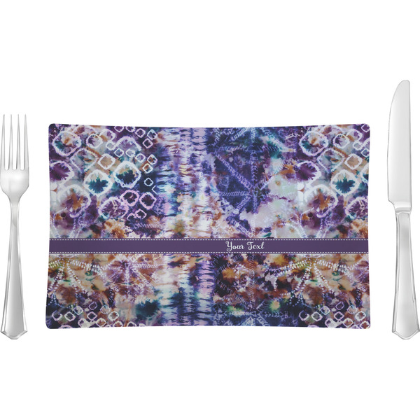 Custom Tie Dye Rectangular Glass Lunch / Dinner Plate - Single or Set (Personalized)