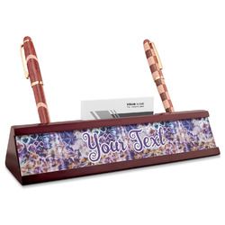Tie Dye Red Mahogany Nameplate with Business Card Holder (Personalized)